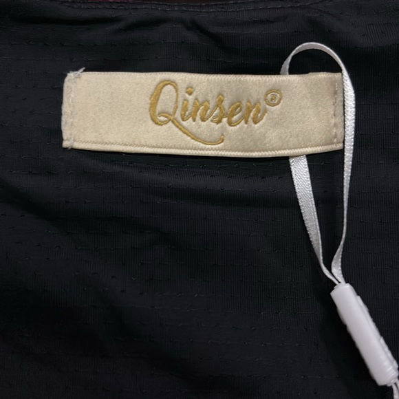 Qinsen Square Neck Wide Leg Full Length Jumpsuit Black - Picture 5 of 7